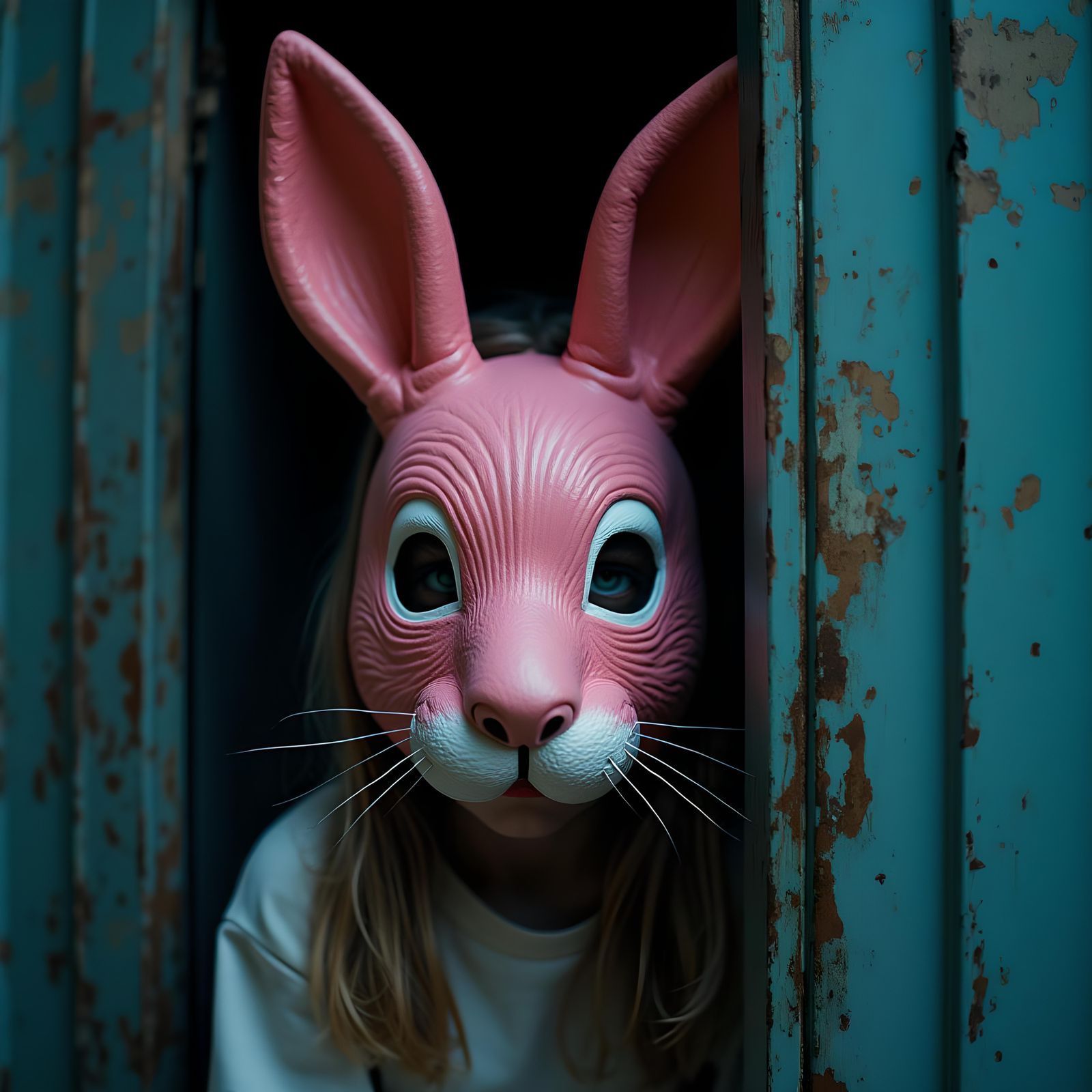 Girl in Rabbit Mask: Moody Neo-Noir Portrait