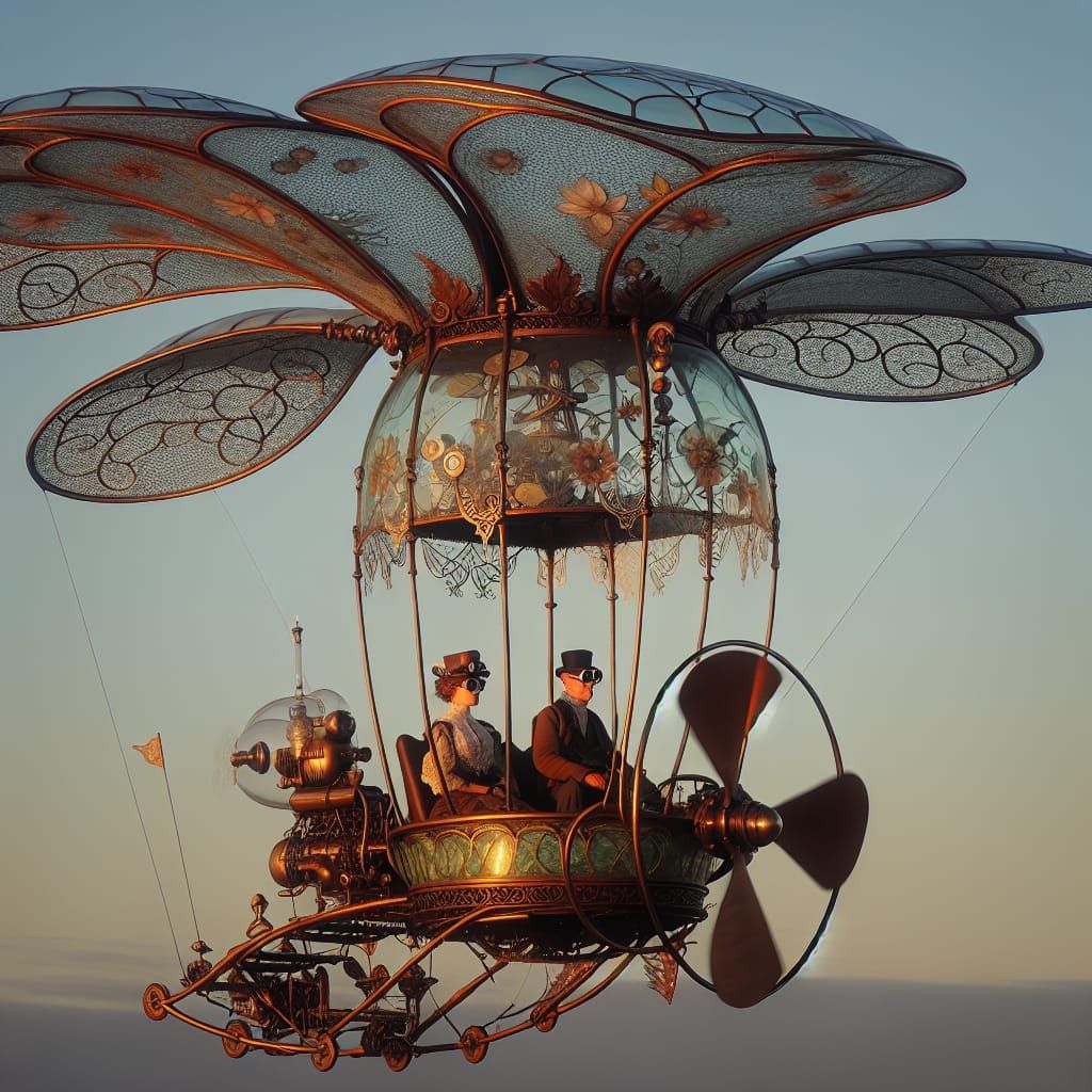 Prof Oddballs' Freeform Flying Fancy with Floral Gossamer Fi...