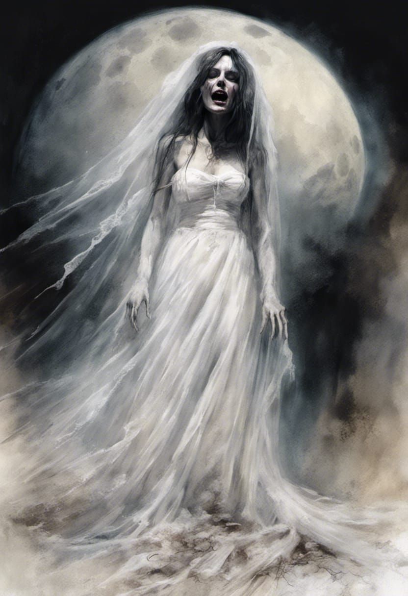 Ghostly Bride Buried Alive, Spectral Illustration