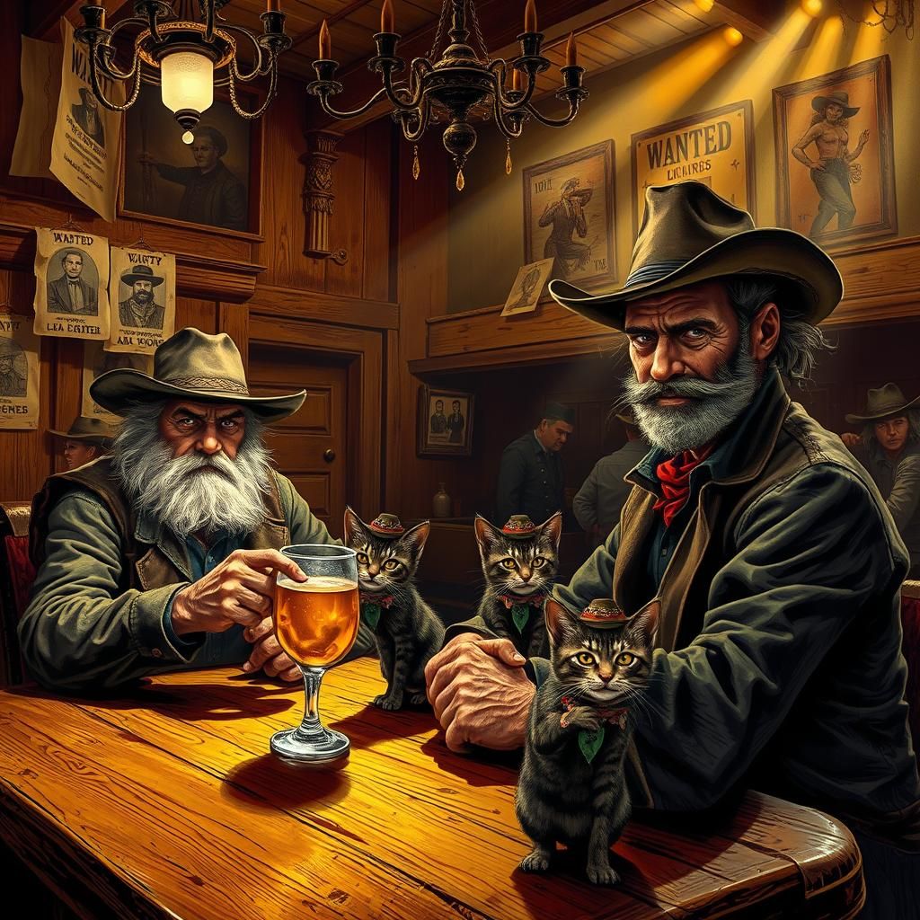 Old West Saloon Scene, Inspired by Titian