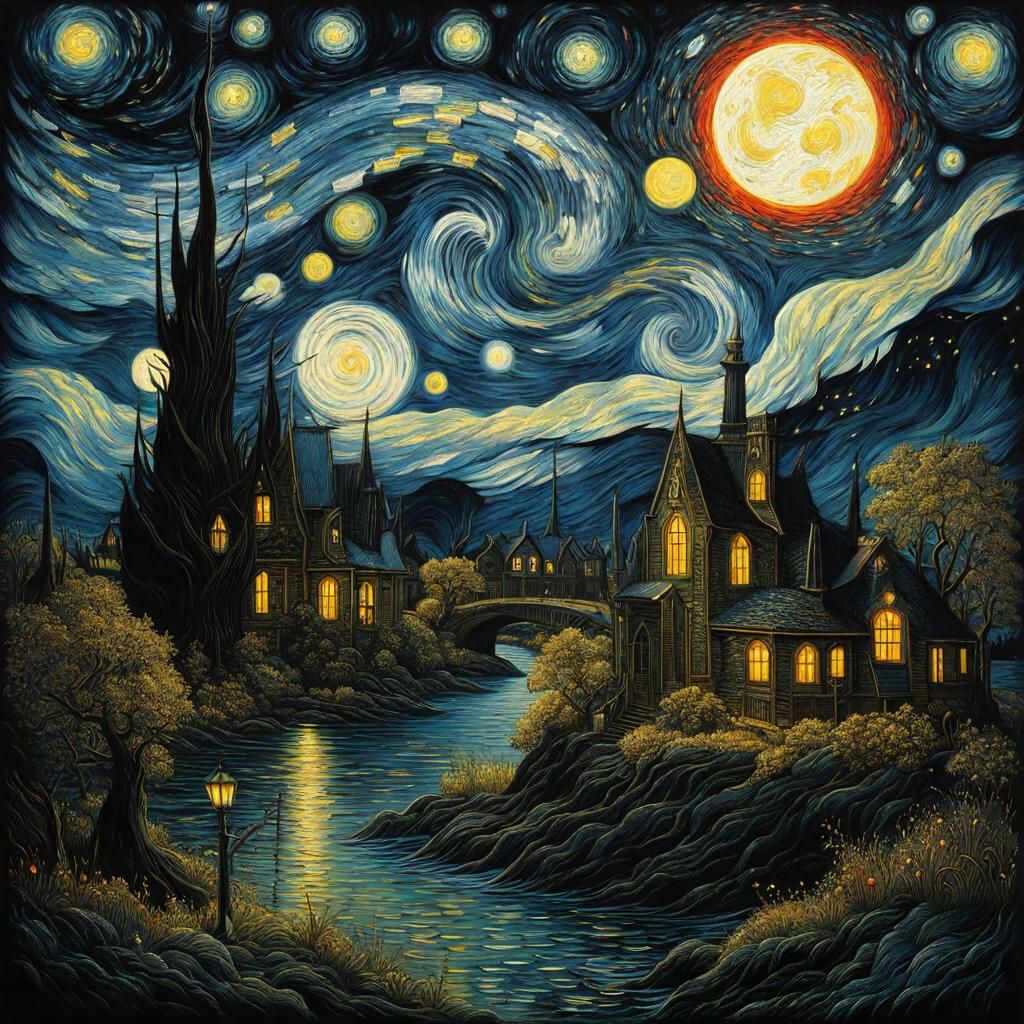 Gothic Stormy Night in Tim Burton Style