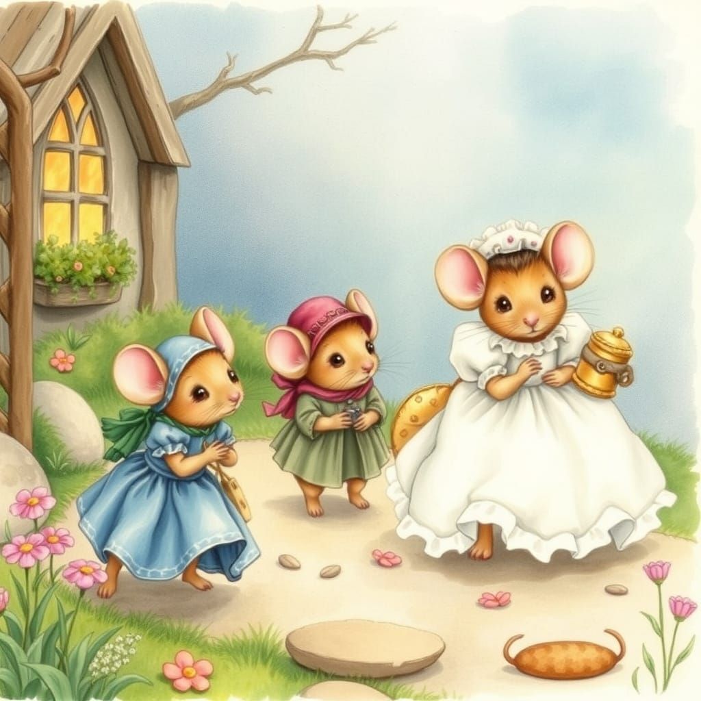 Cinderella's Mice in a Beatrix Potter Style