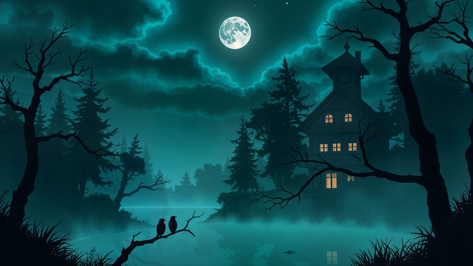 Teal Fairy Village in Enchanted Forest: Shinkai Style