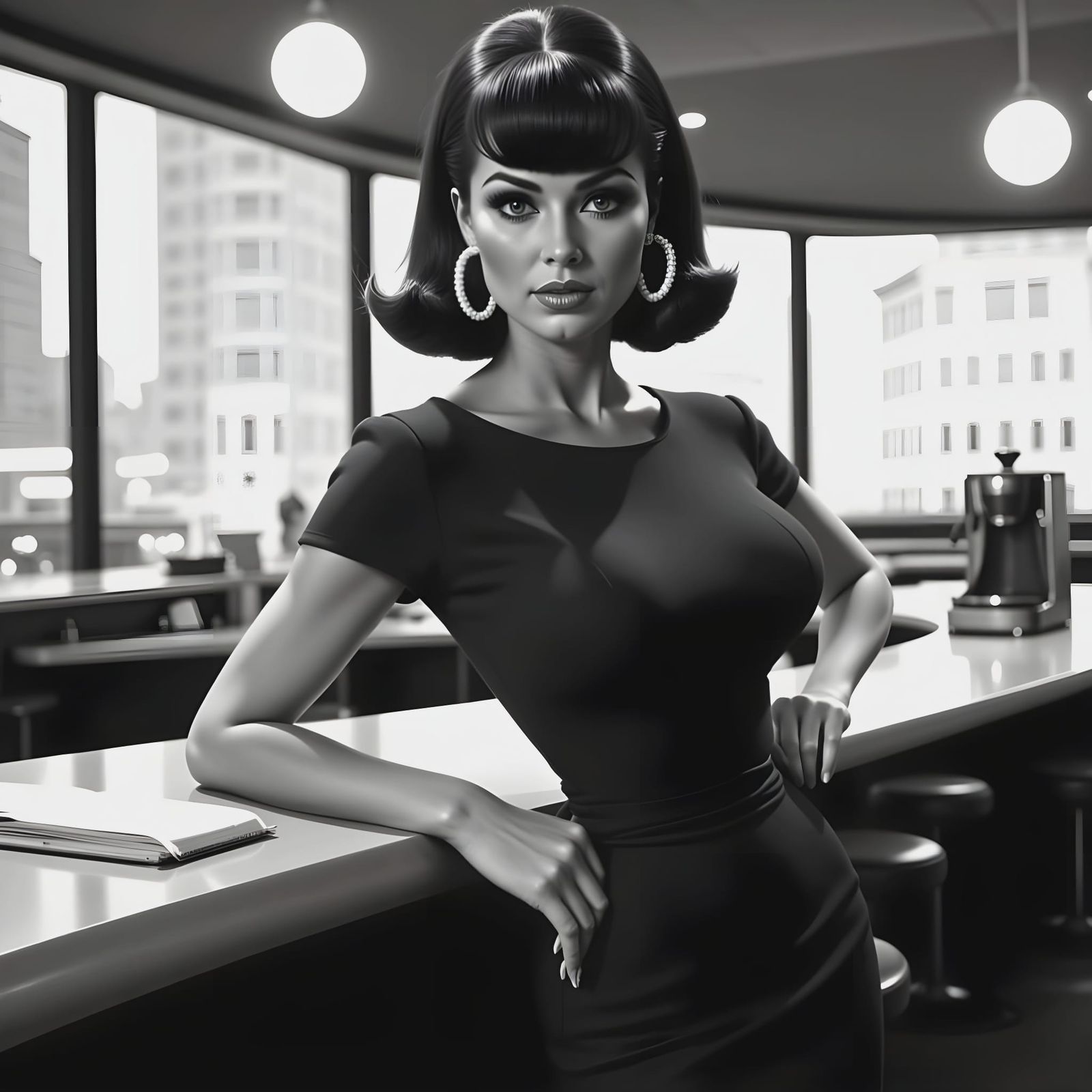 Noir Image of 1960s Office Worker