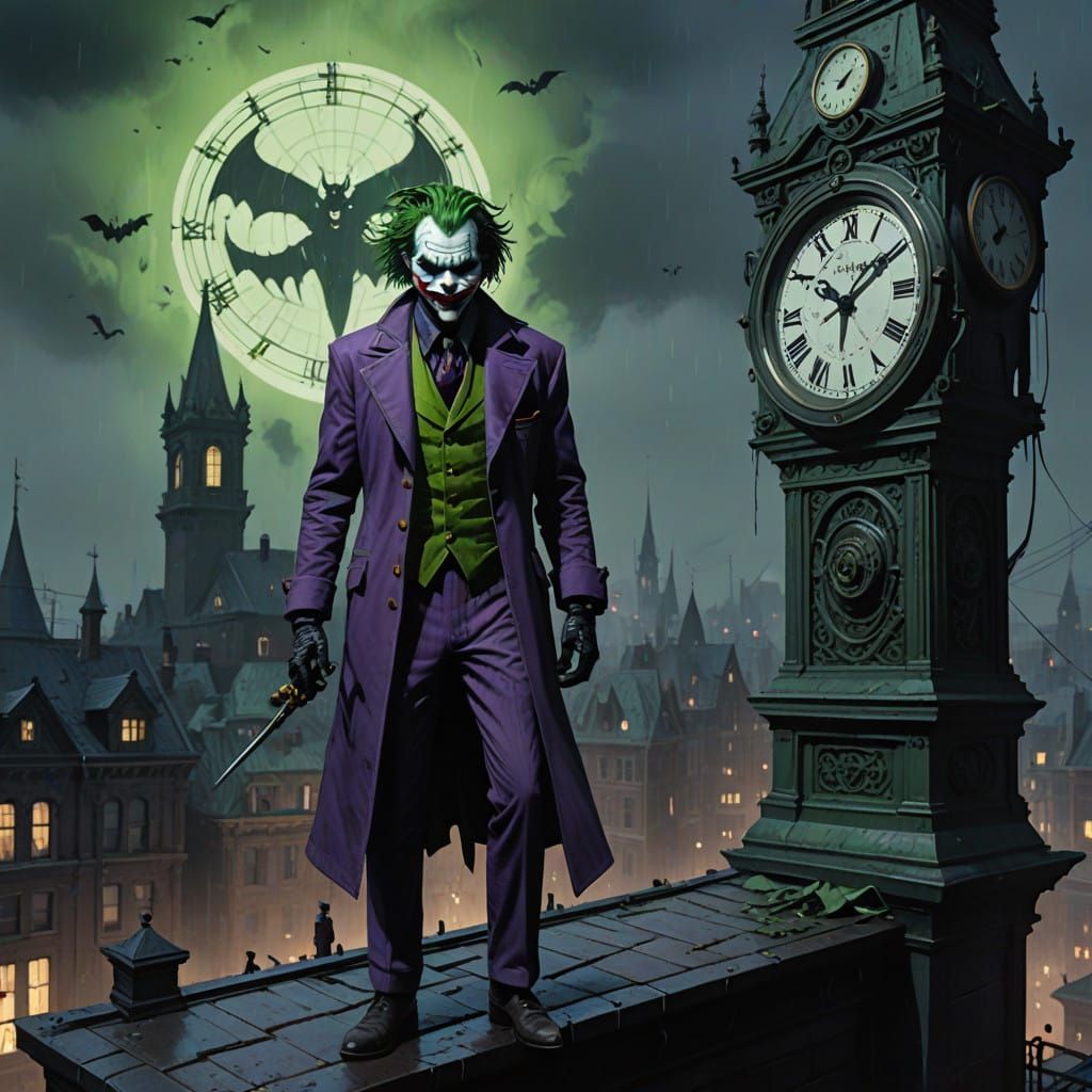 Maniacal Joker Dominates Gotham Clocktower Landscape