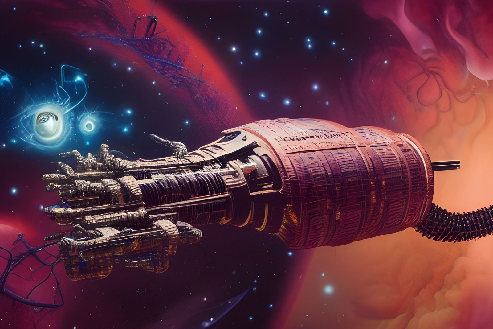 Majestic Space Station in Galactic Nebula