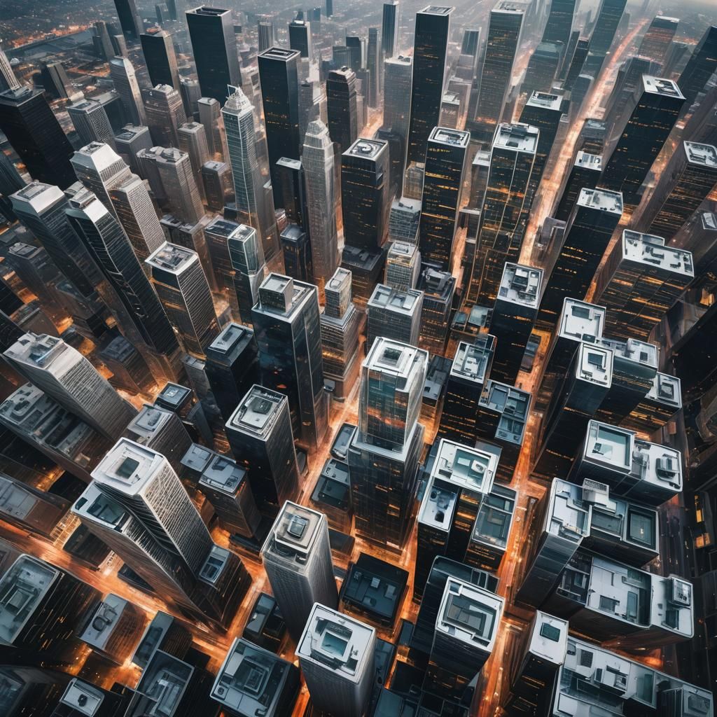 Neofuturistic Cityscape from Glass Skyscraper in 8K