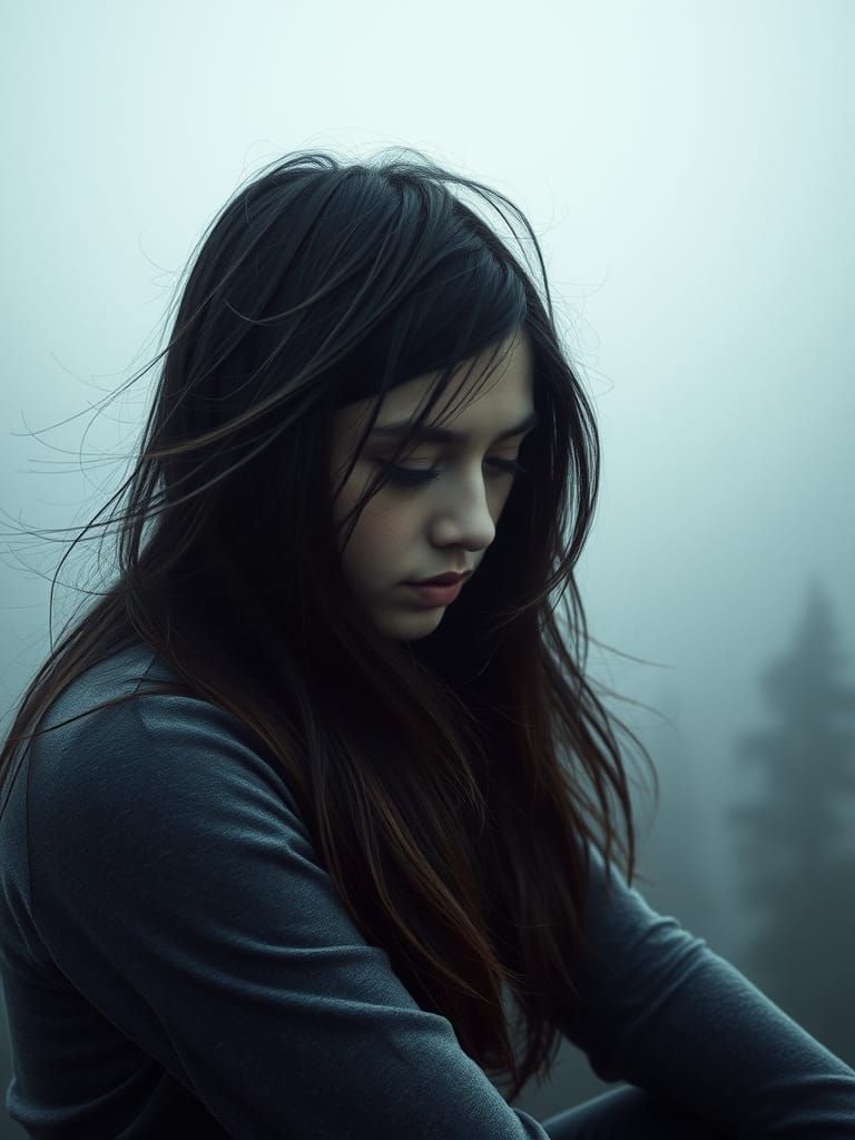 Contemplative Woman in Atmospheric Portrait