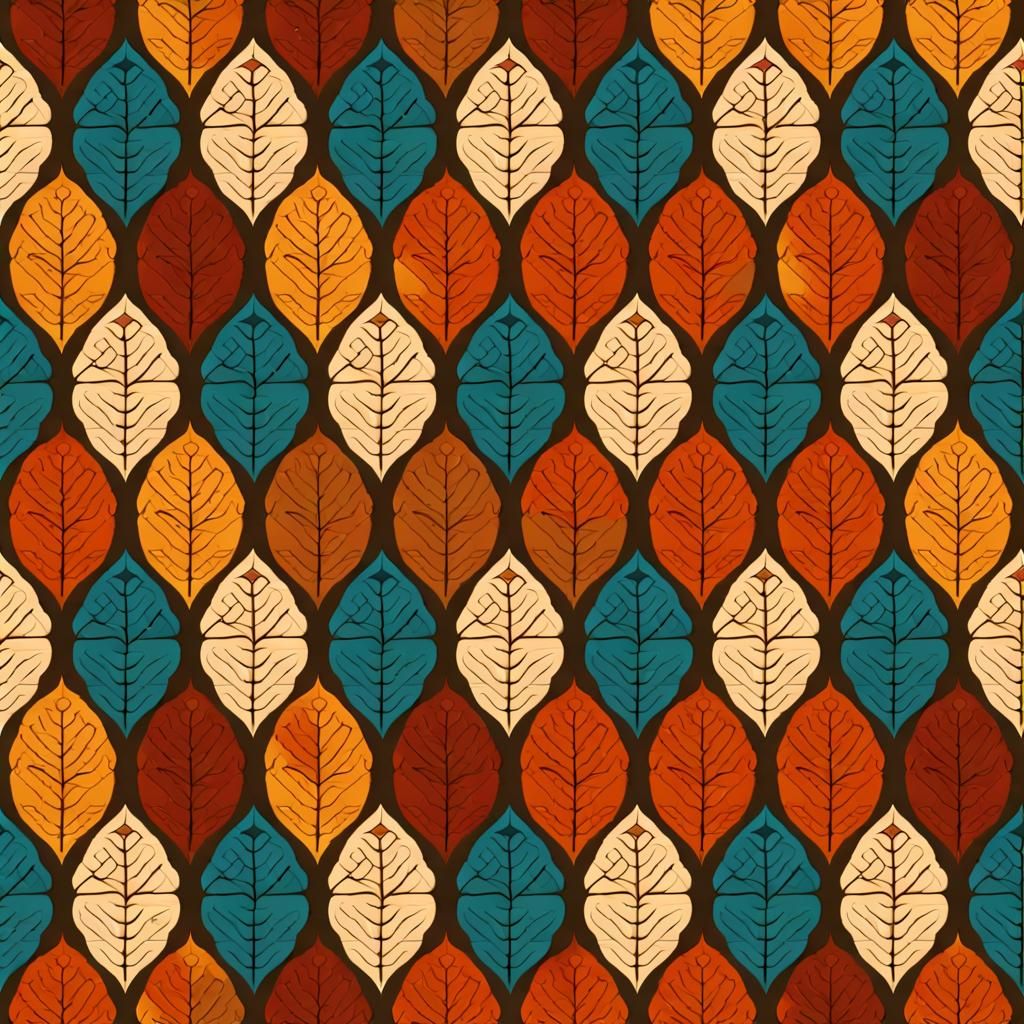 Celtic Oak Leaves in Retro Geometric Pattern