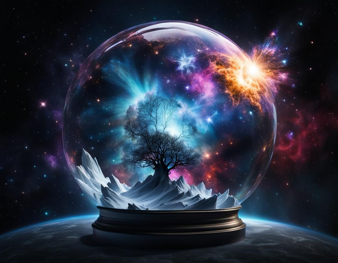 Nebula Explosion Inside Crystal Globe in Space