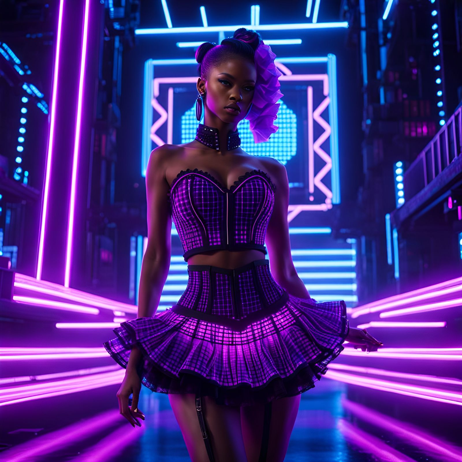 Fiber Optic and Electroluminescent Bustier and Skirt
