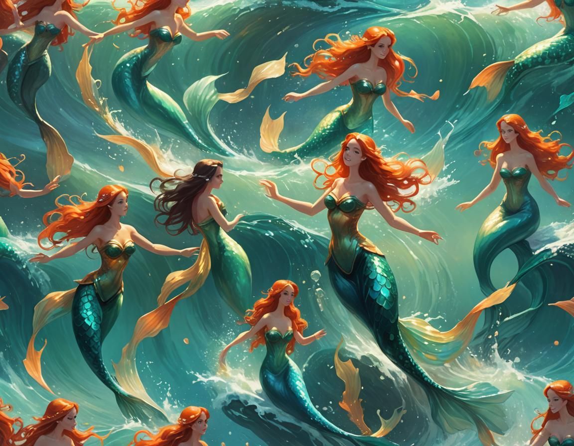 Mermaids Ascending: A Golden Age Illustration