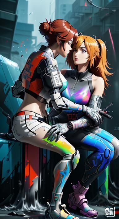 Nintendo Switch Girl in Cyberpunk Anime Style