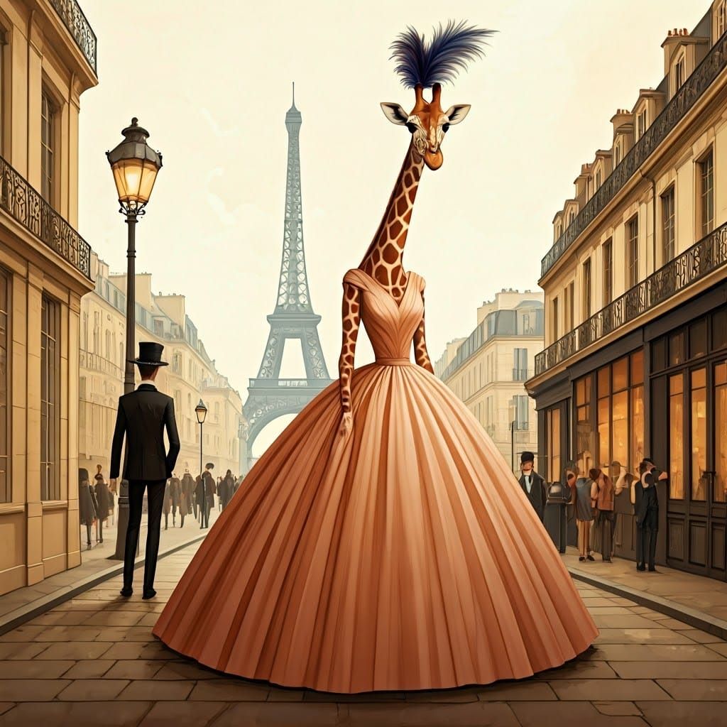 Parisian Fashionistas and Giraffes in Haute Couture