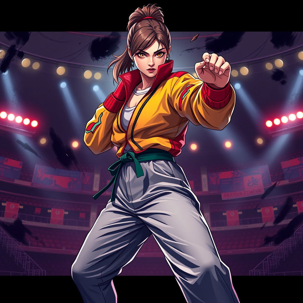 Uzbekistani Martial Artist in Studio Trigger Anime Style