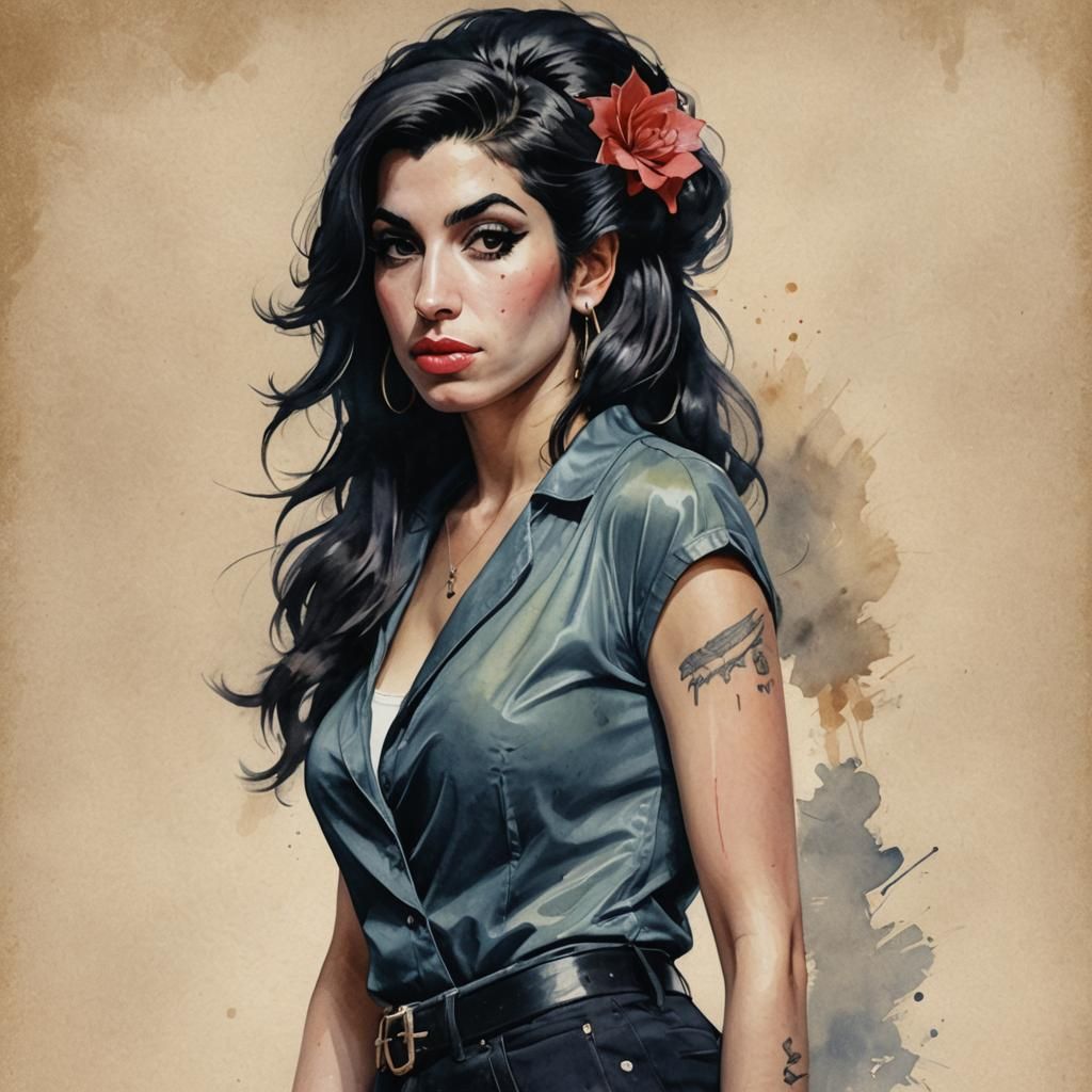 Amy Winehouse, full body pose, character design, wlop, artge...
