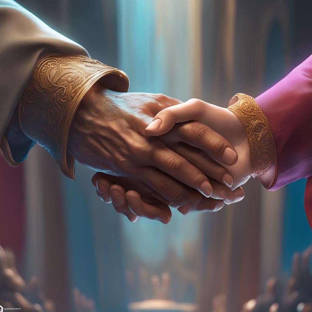 Reaching Hands: Detailed Digital Art Portrait