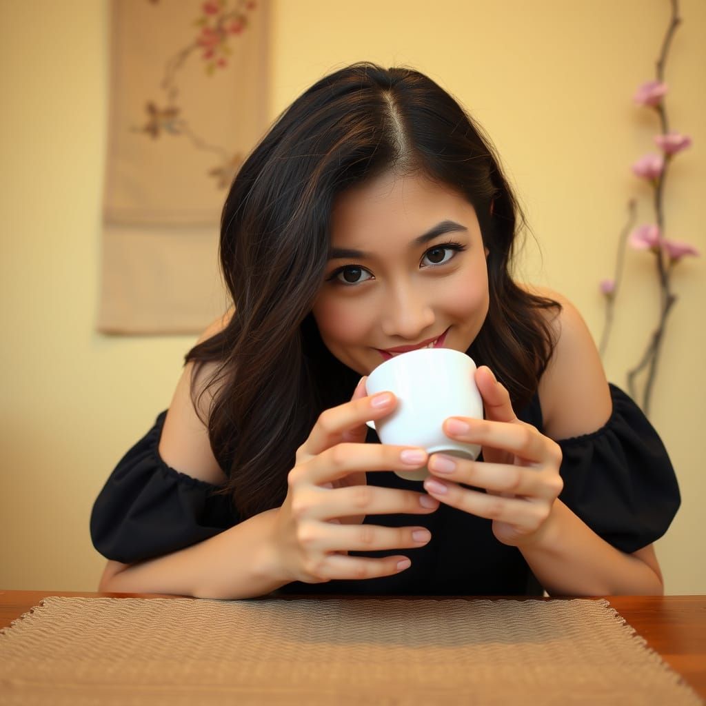 Woman Sipping Tea in Natural Light