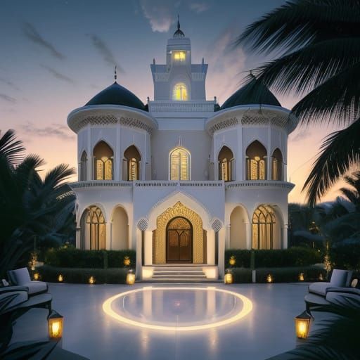 Hyperrealistic Black and White Villa Interior