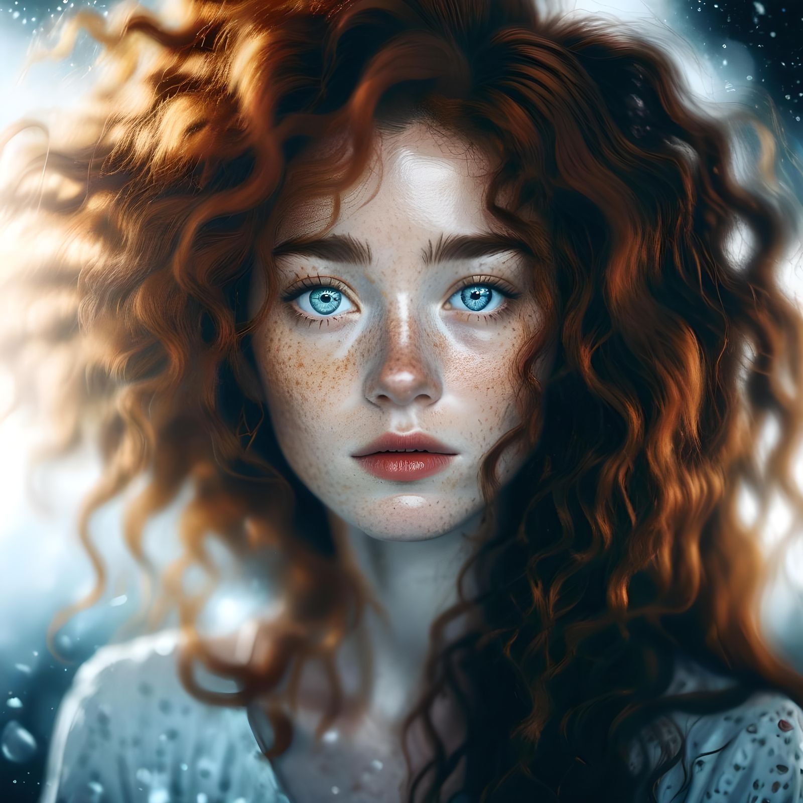 Beautiful Freckled Woman: Atmospheric Portrait Photography
