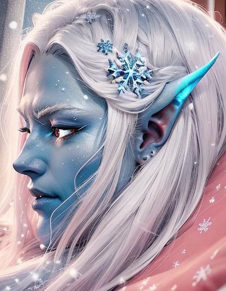 Cinematic Demon Lich Slumbering in Snowy Bedroom