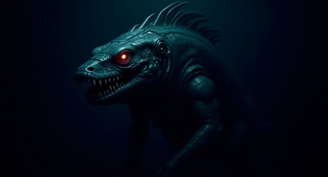 Eerie Moray Eel Leviathan in Dark Underwater Depths