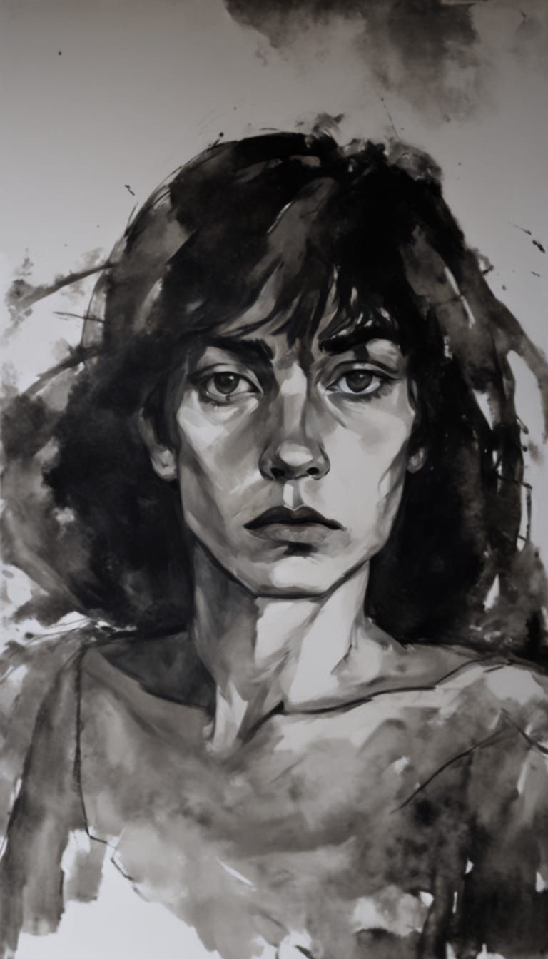 Brooding Woman in Expressionist Style