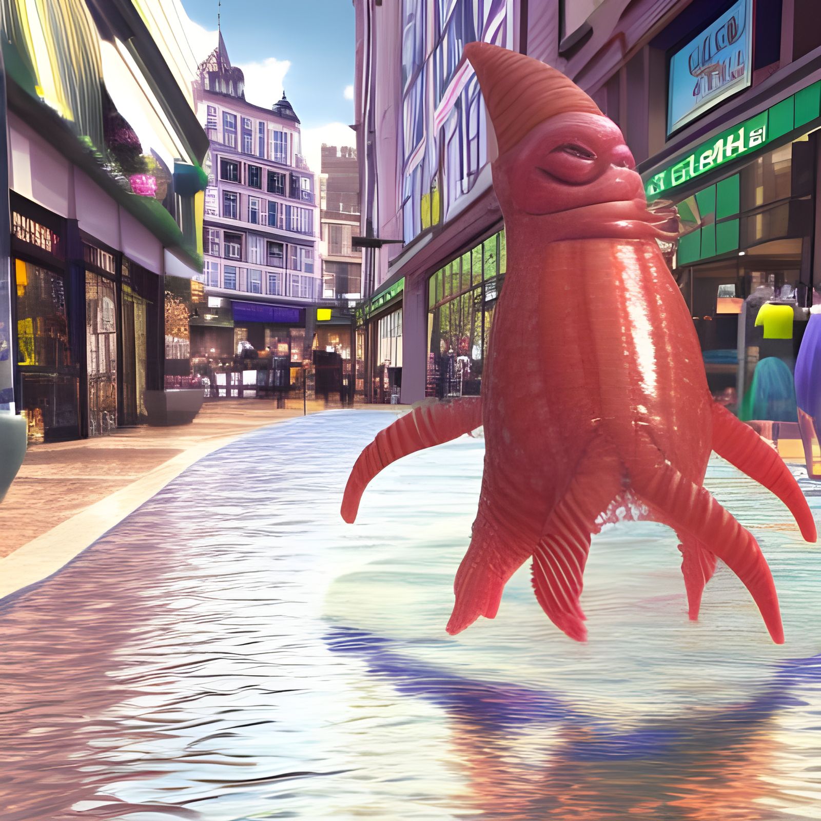 Human-Sized Water Flea on a Shopping Spree
