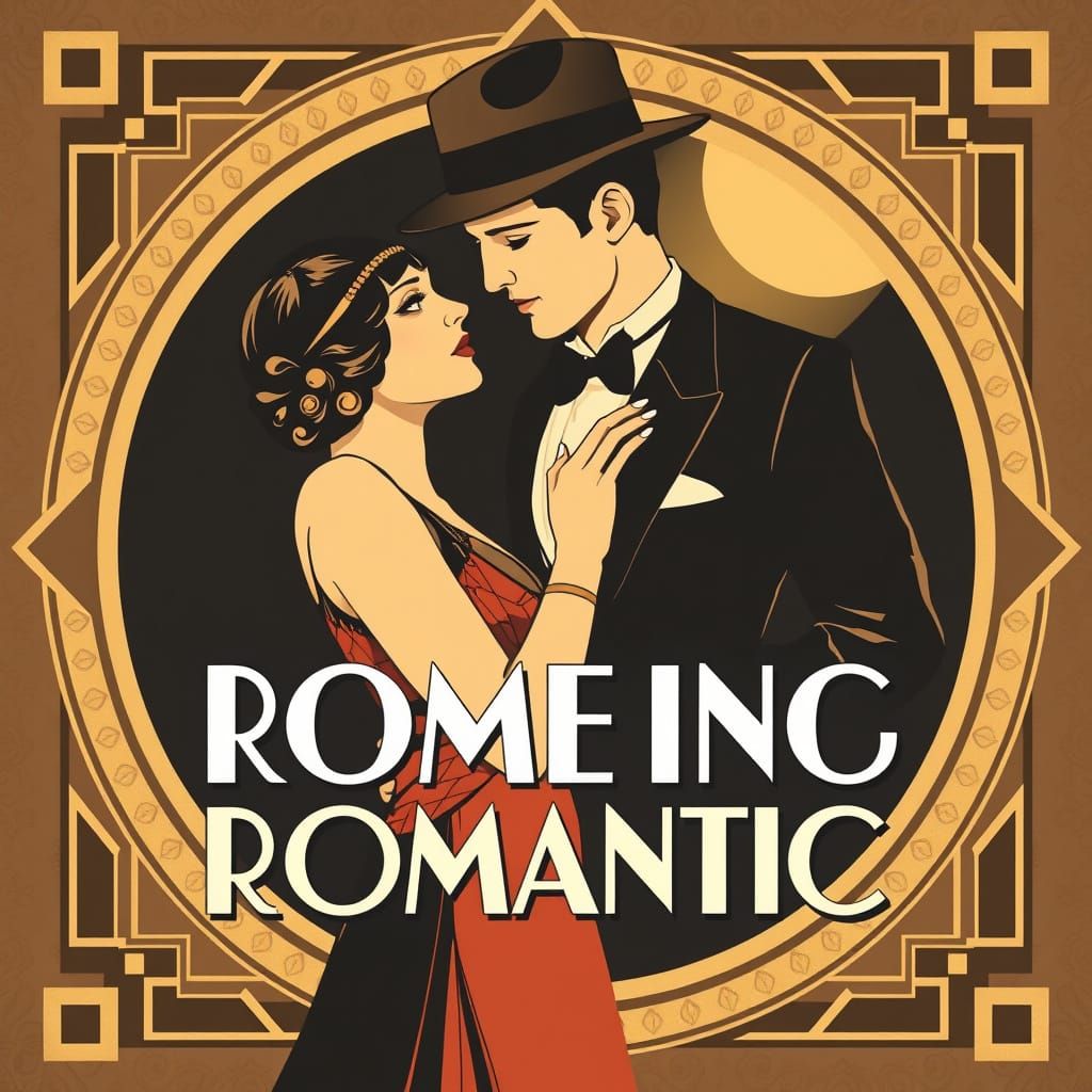 Vintage Art Deco Movie Poster with Flapper and Man