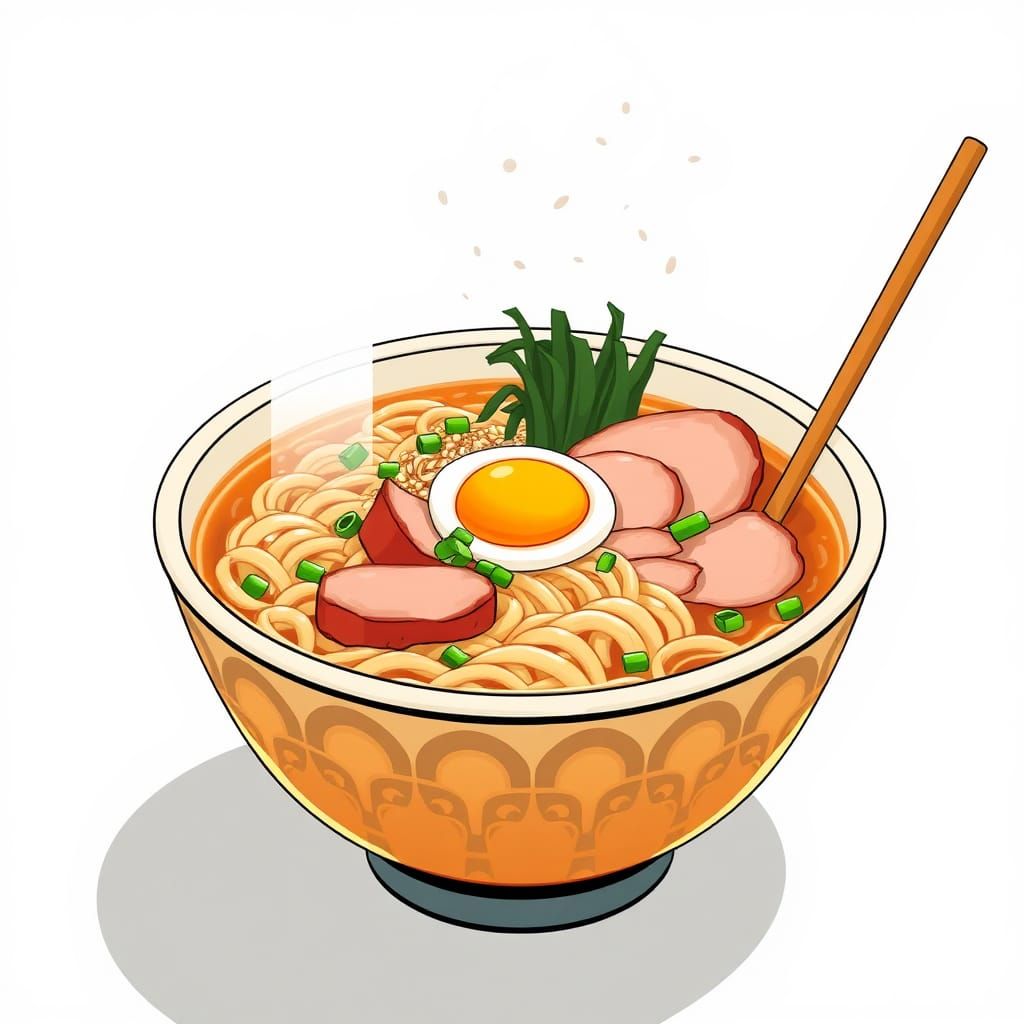 Jumbo Ramen Bowl in Japanese Pop Art Style