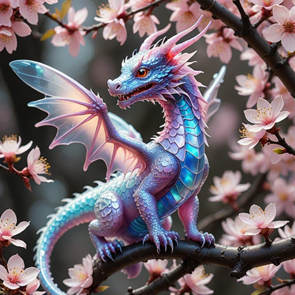 Mystical Cherry Blossom Dragon