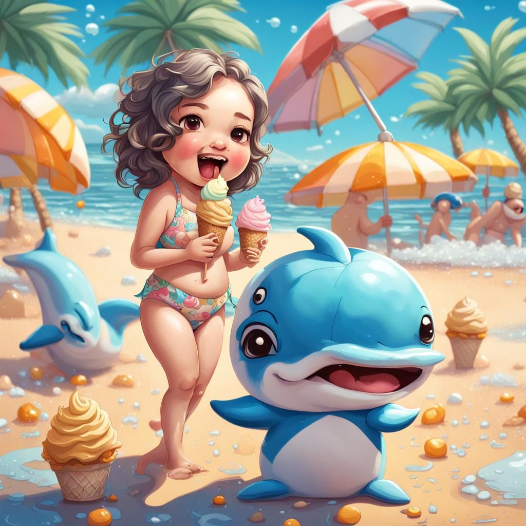 Pears on Vacation: Playful Beach Scene