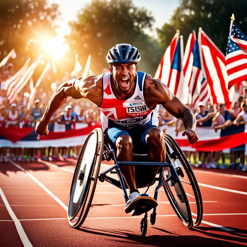 Wheelchair Athlete Wins Race in Hyper-Realistic Digital Art