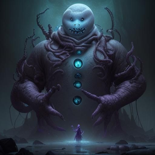 Lovecraftian Snowman in Dark Fantasy Style
