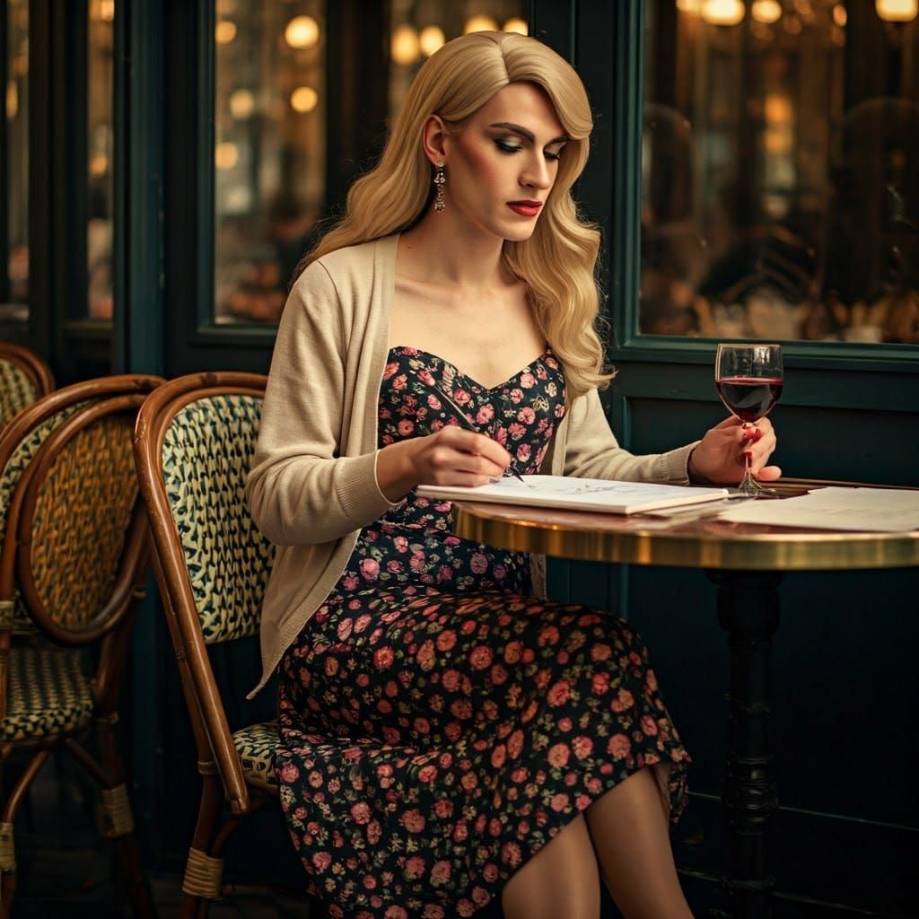 Elegant Cafe Scene in Parisian Style