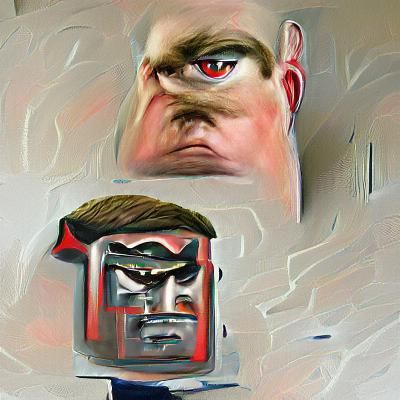 Intense Digital Portrait of Man with Big Face