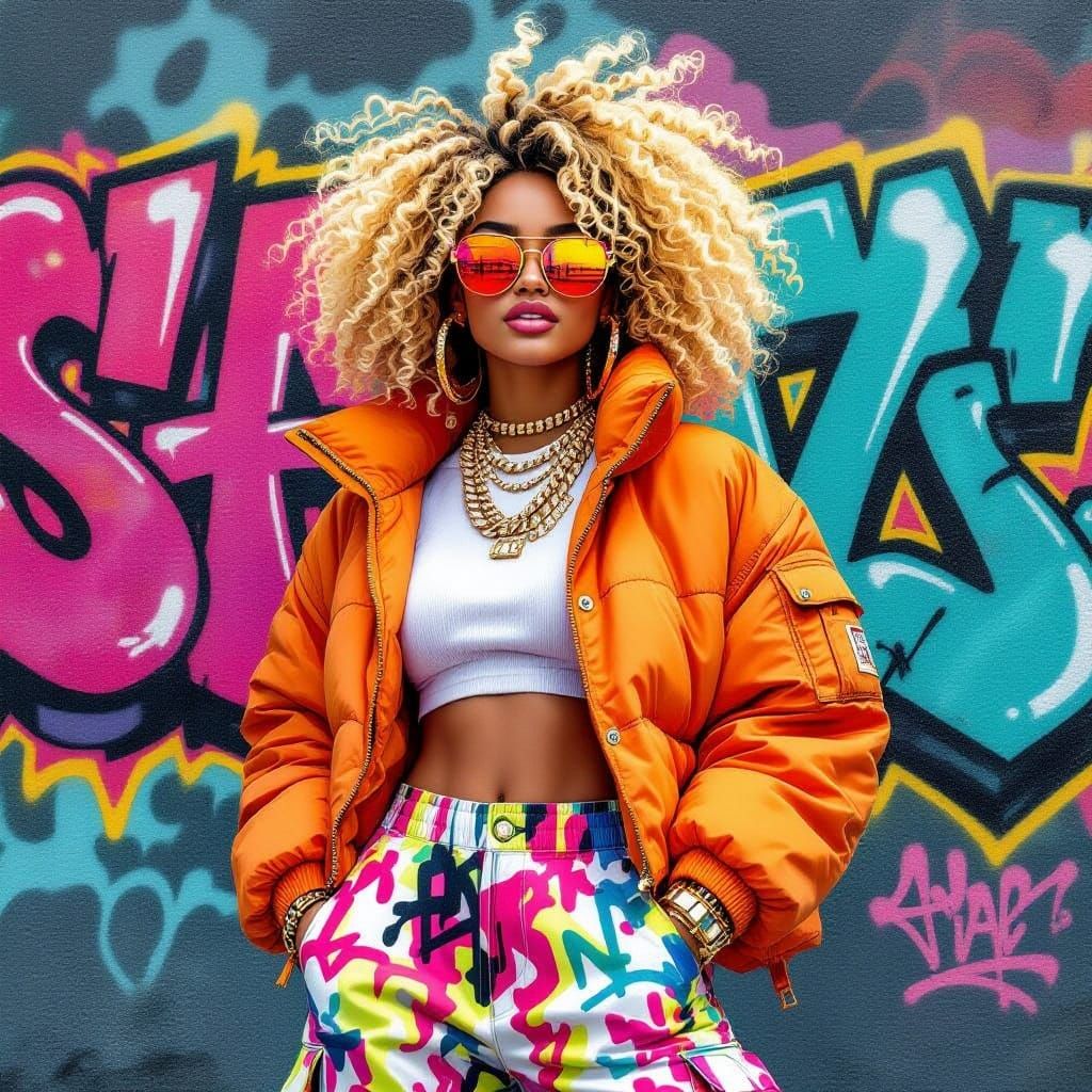 Confident Woman in Bold Street Fashion