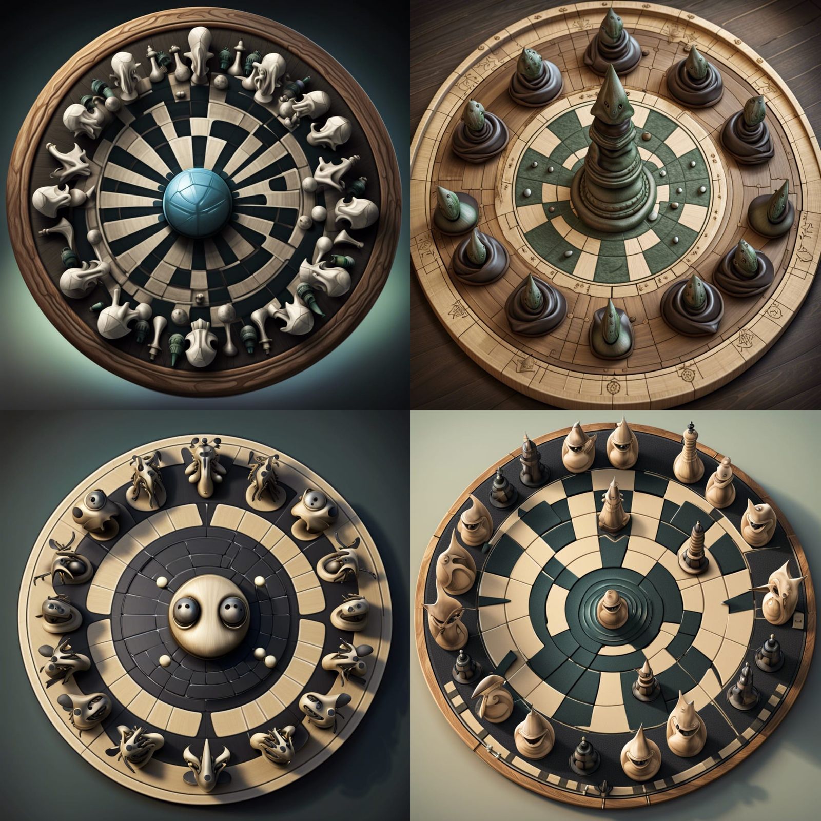 Circular Alien Chessboard: Detailed Realistic Rendering