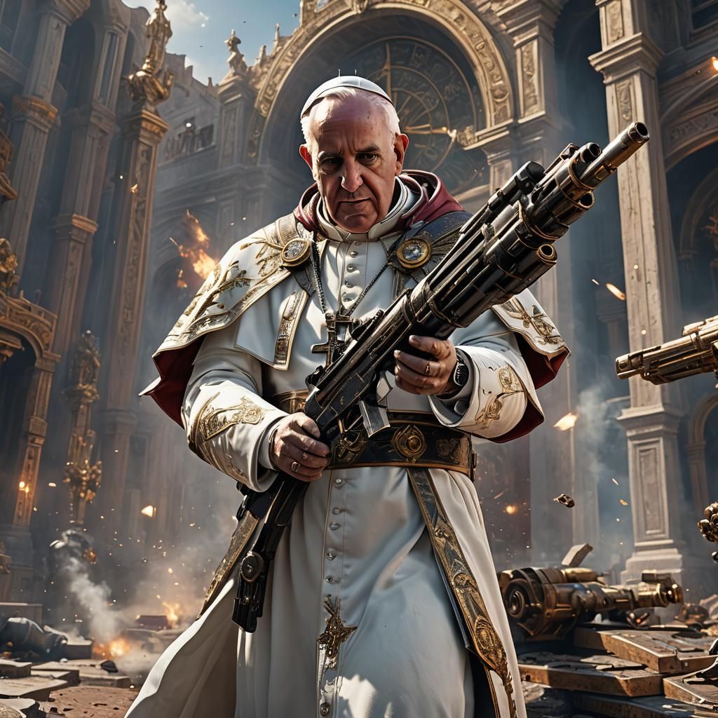 Pope Shoots Gun in StarCraft 2: Detailed Matte Painting