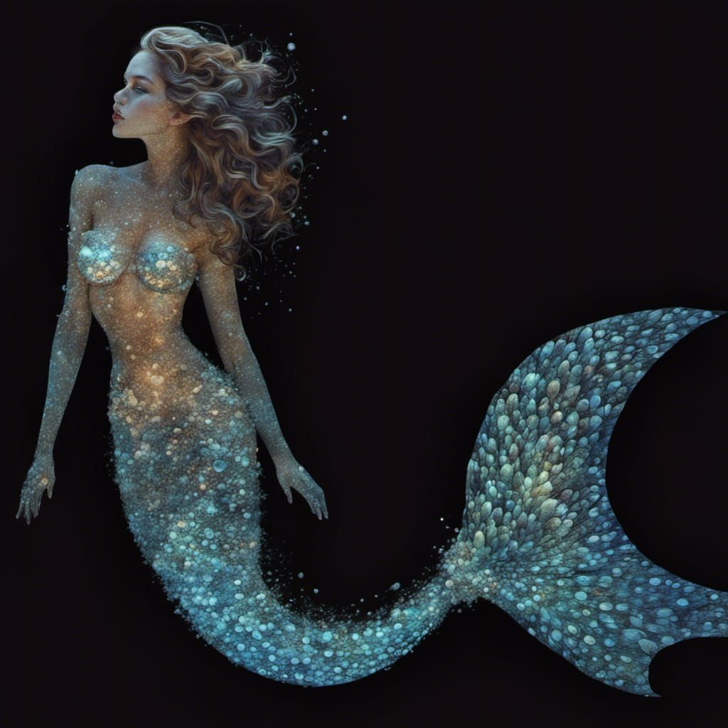 Fractal Fish Mermaid with Holographic Finish