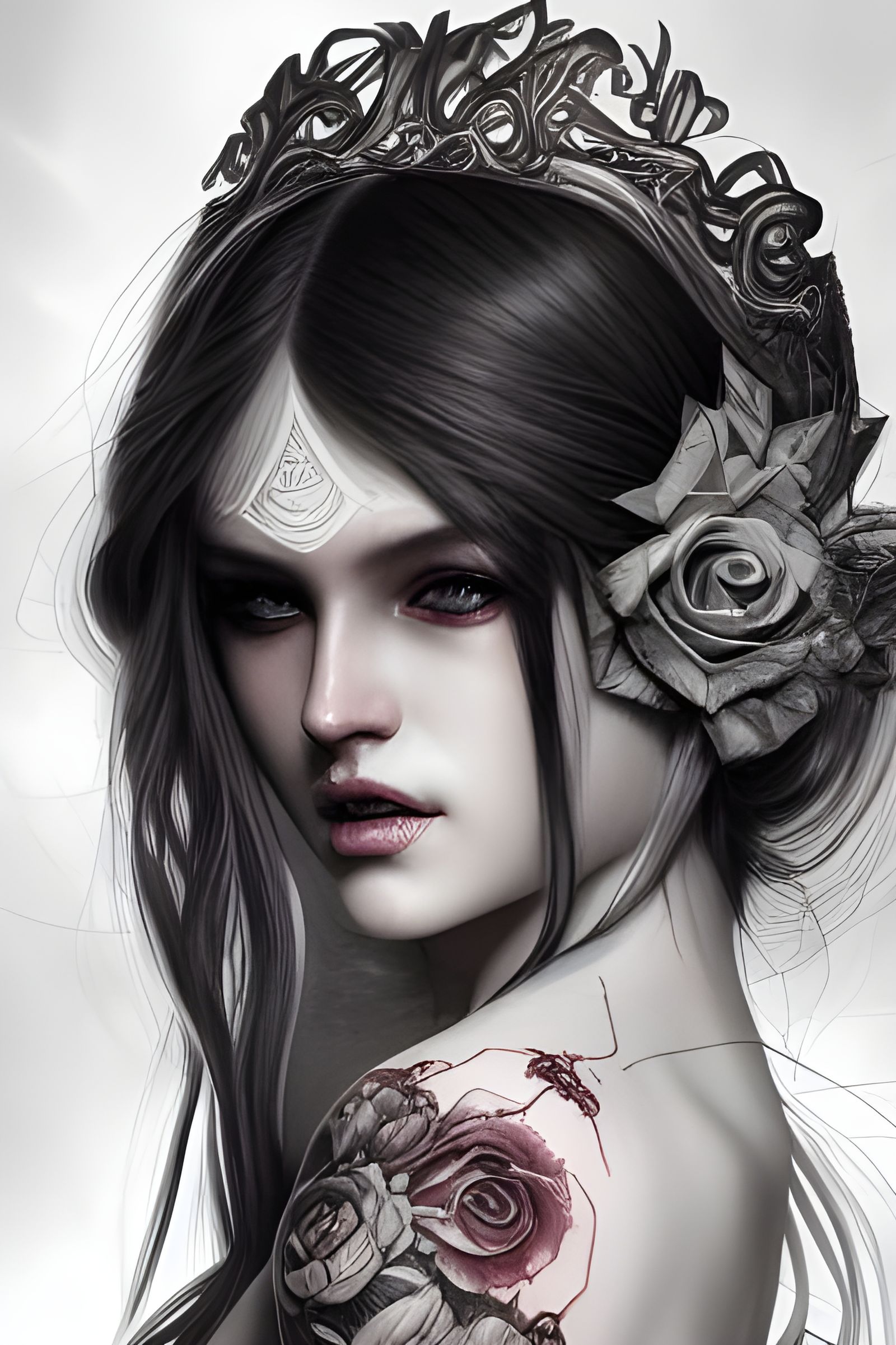 Tattooed Goddess Portrait: Digital Art Illustration