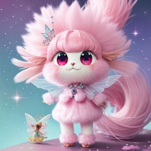 Fluffy Pink Shrimp with Fairy Aura