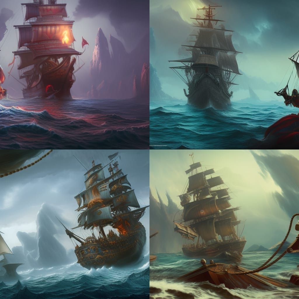 Pirate on Ship Bow: Detailed Matte Painting