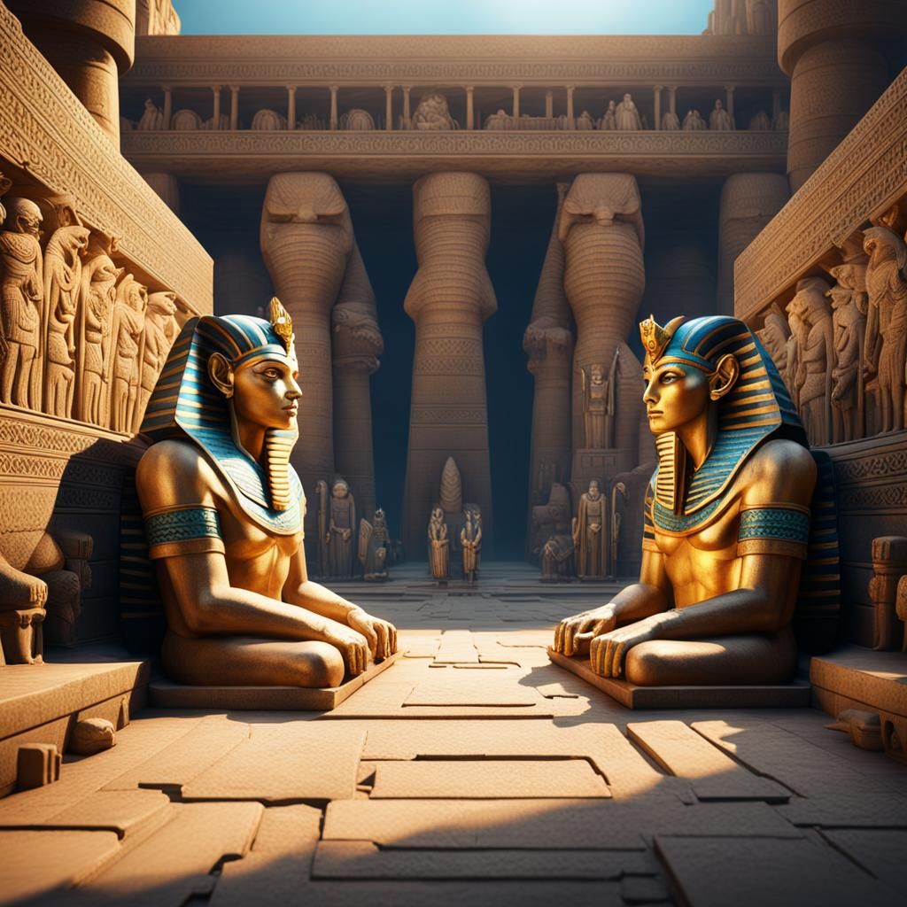 Egyptian Serapeum Between Sphinxes: Detailed Matte Painting