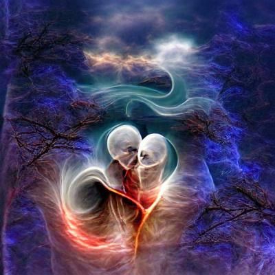 Ethereal Souls Entwined in Cosmic Dance