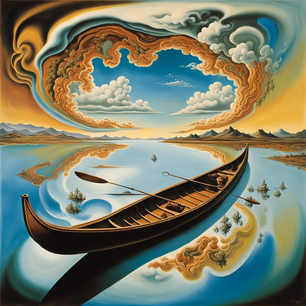 Surreal Landscape with Elastic Flora in a Vortex