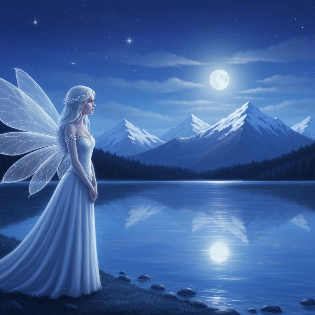 Ethereal Fairy Princess on Moonlit Lake