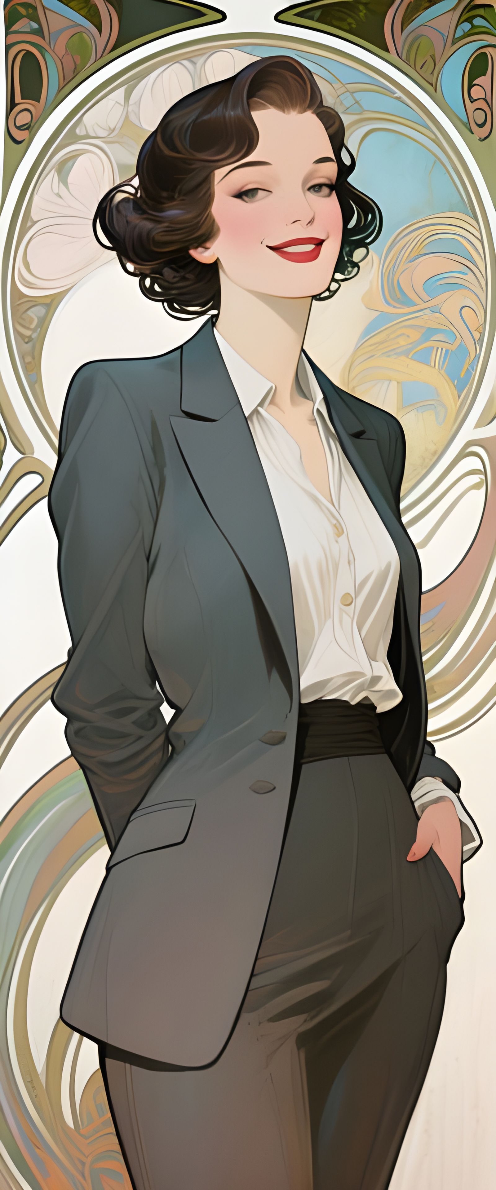Elegant Woman in Art Nouveau Style