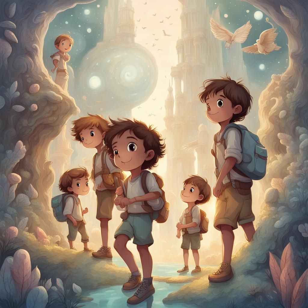 Children Exploring Dreams in Ethereal Style