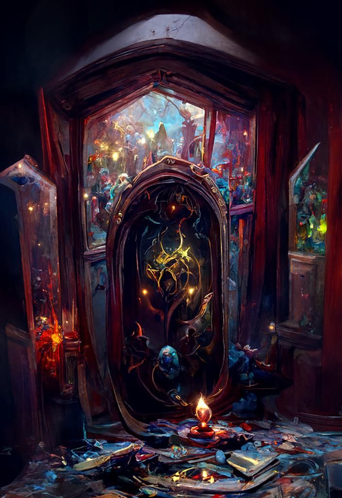 Magical Soul-Consuming Mirror in Hyperdetailed Digital Art